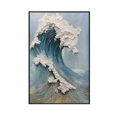 Seaside Hand Painted Oil Painting with Blue Ocean Waves